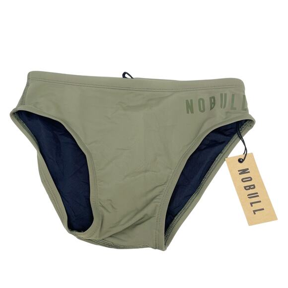 NoBull Men's Olive Green Stretch Lined Swim Briefs Size Medium - Picture 2 of 5